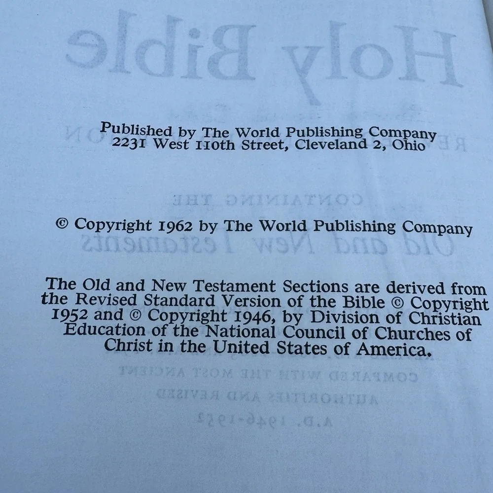 World Bible Concordance Revised Standard Version Red Letter Edition 1962 Vintage